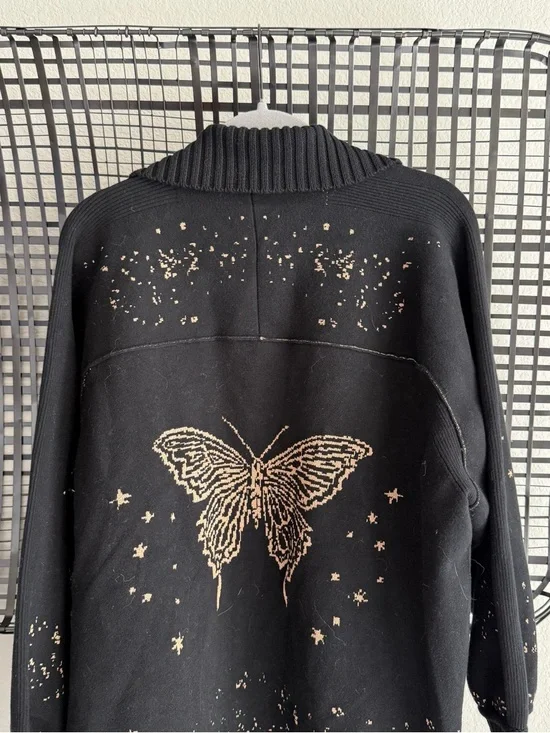 Anthropologie Collared V-Neck butterfly Cardigan - Picture 9 of 9